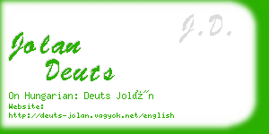 jolan deuts business card